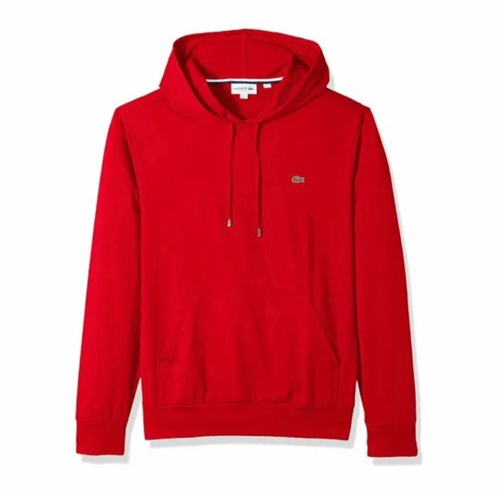 Men's Lacoste Red Hoodie Jersey Long Sleeve Size Very Nice!!